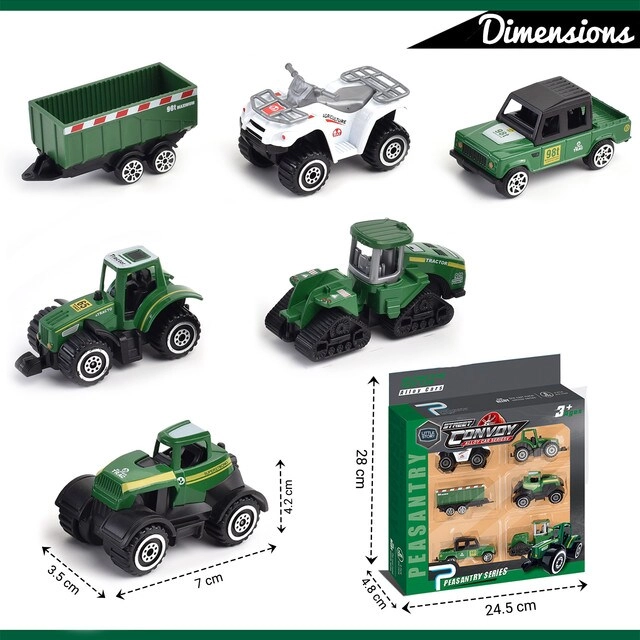 Alloy Sliding Pickup Toy Truck - 6 pcs