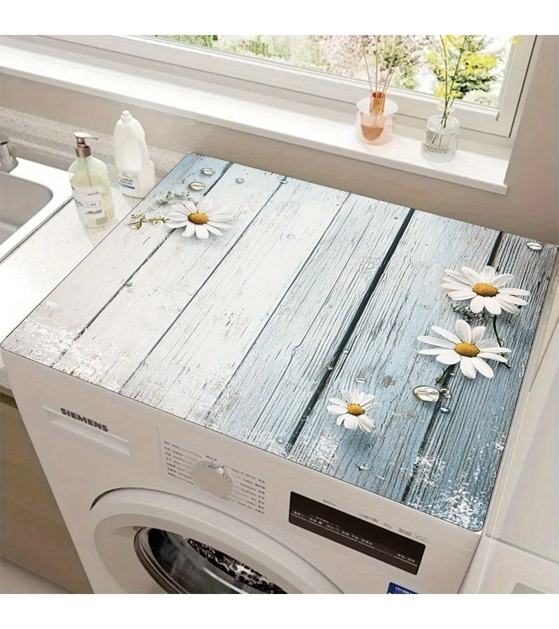 Generic Protective Mat for Front Loading Washer Dryer - 50x60cm Blue White Daisy
