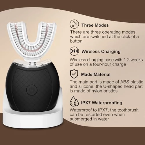 U Shaped Toothbrush - 360 Degree 23760 Nylon Bristles 3 Modes