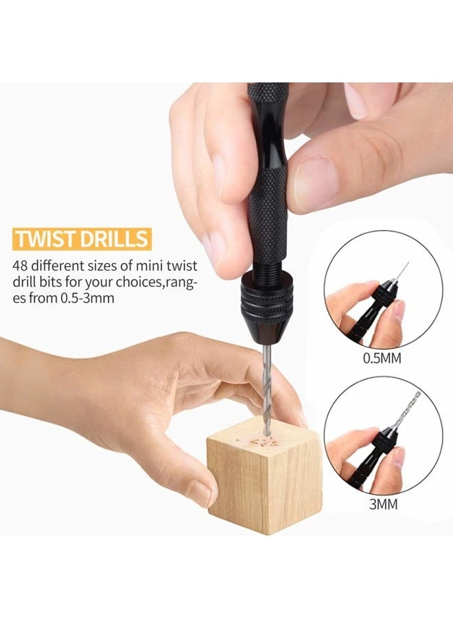Pin Vise Hand Drill - 62 Pieces 0.3-3.0mm