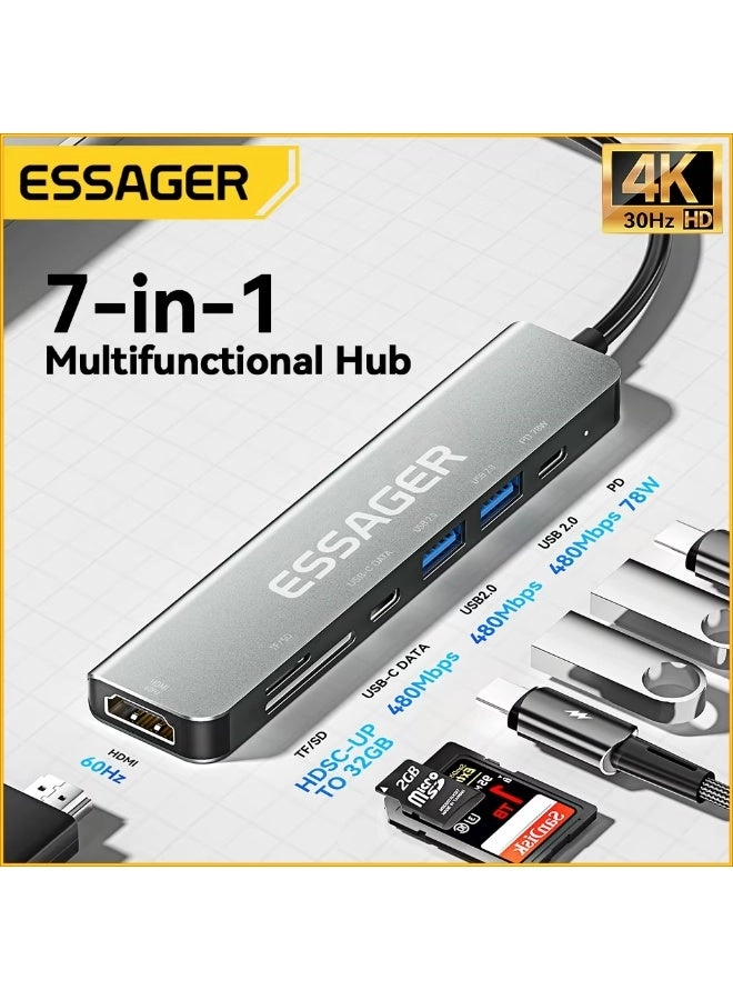 ESSAGER Usb C Hub - USB-C For Macbook Pro Air M1 M2