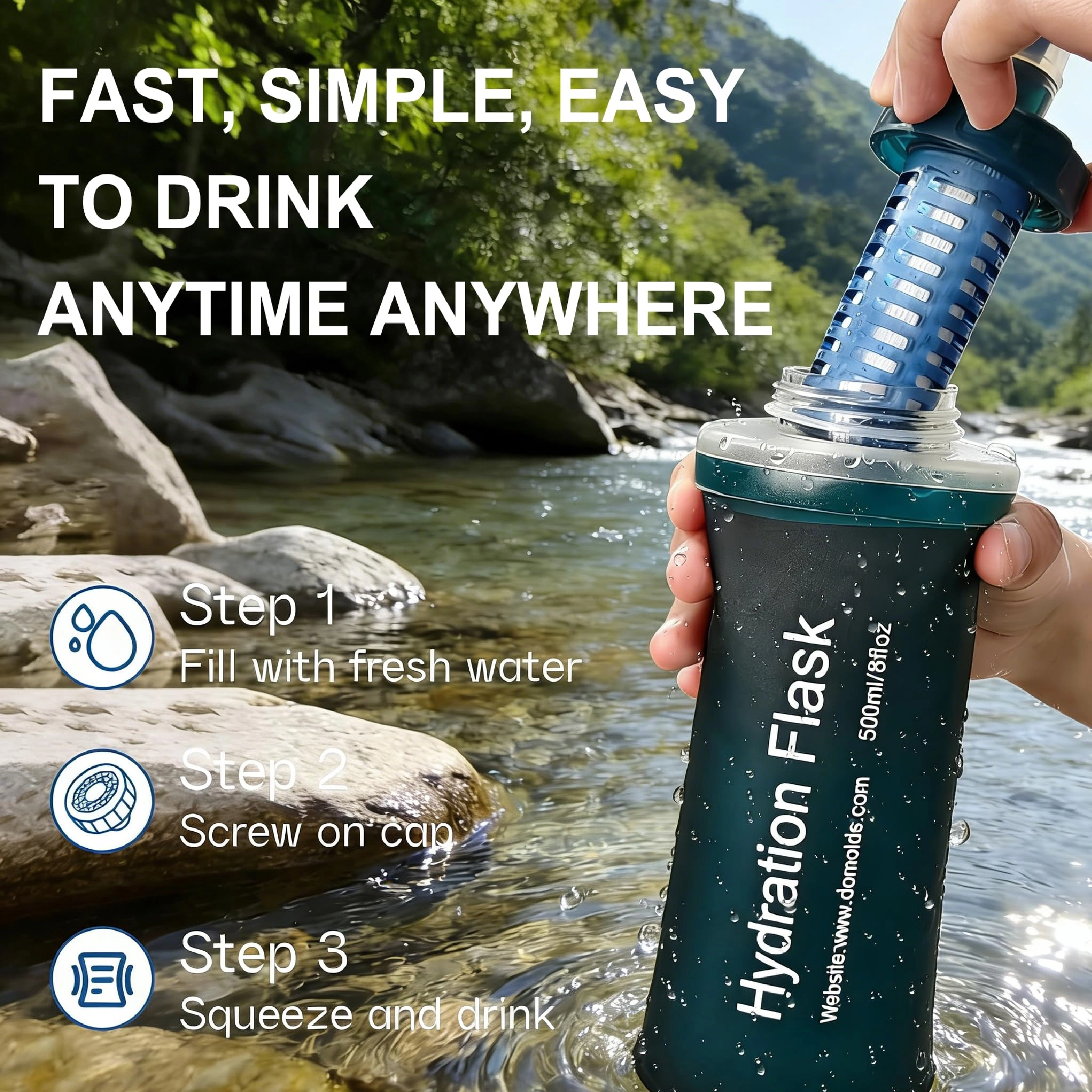 Collapsible Water Bottle Filter 500 ml