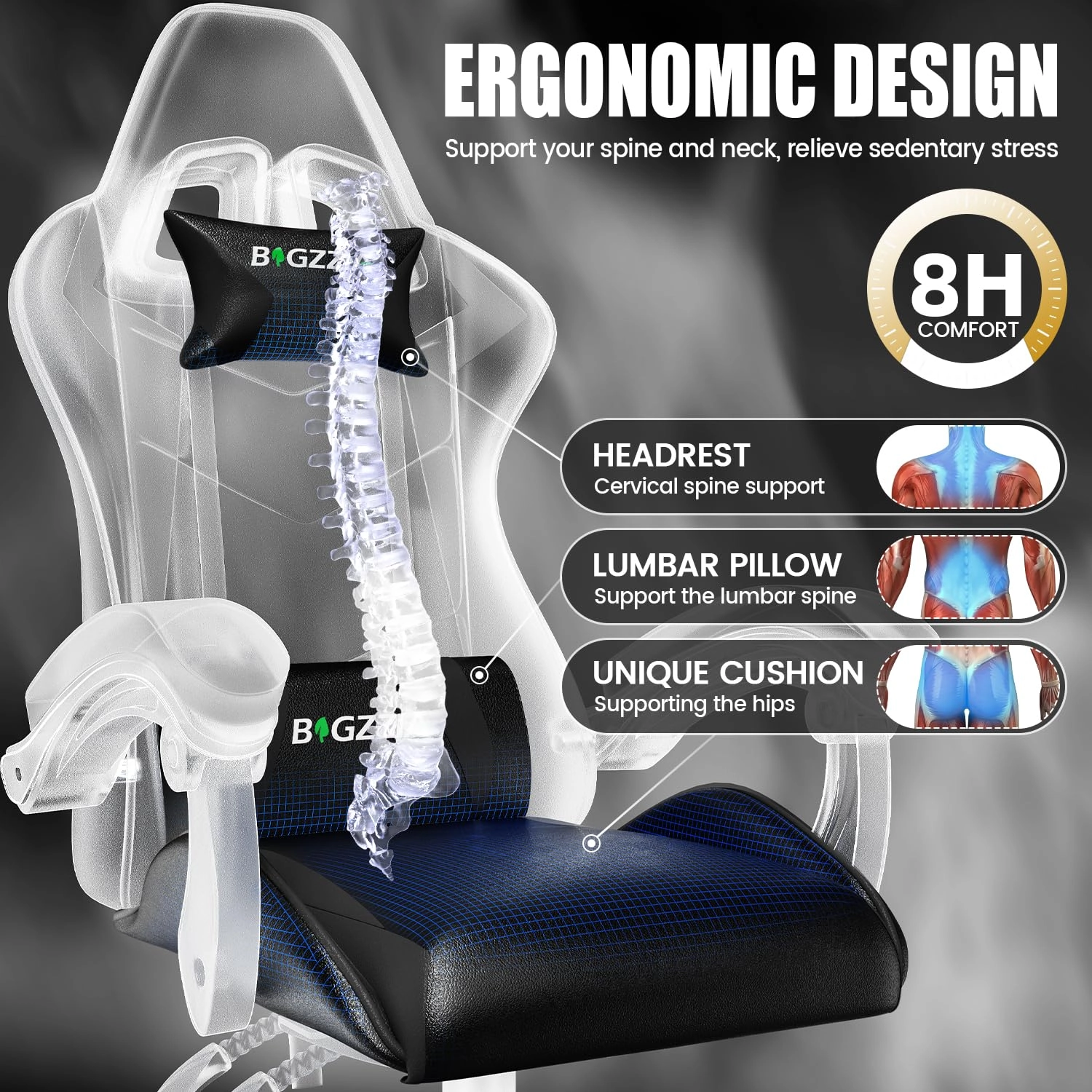 A gaming chair - Adjustable Height Reclining Feature