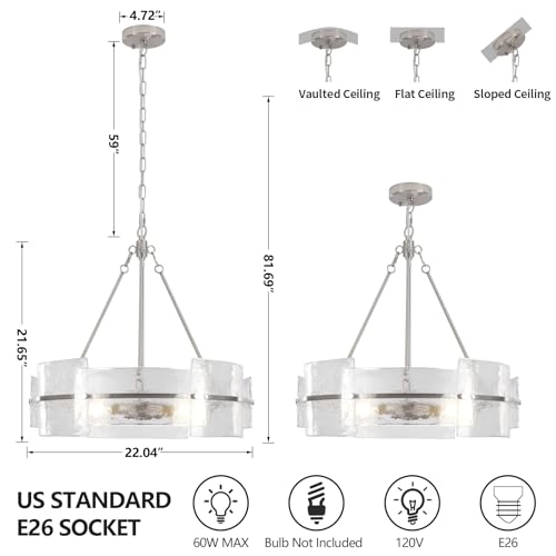 Modern Glass Dining Room Chandelier - 59"