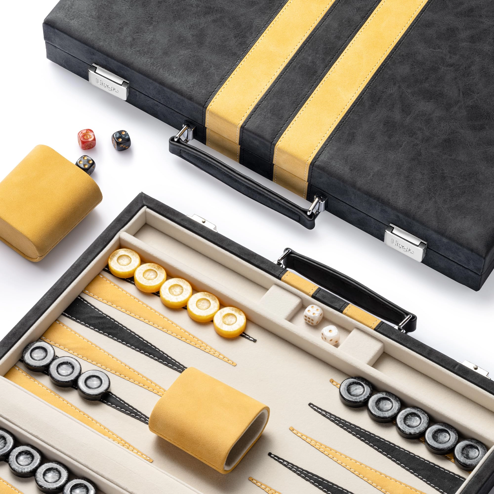 Lingle Backgammon Set - Faux Leather Velvet Interior