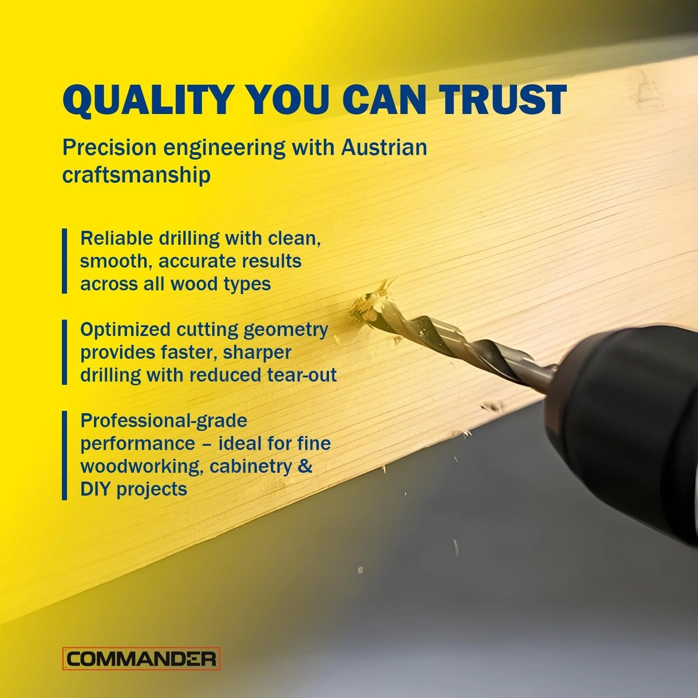 Brad Point Drill Bit Set - Chrome Vanadium 8Piece 3mm to 10mm