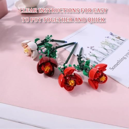 Roses Flowers Bouquet Building Set - 761 pcs