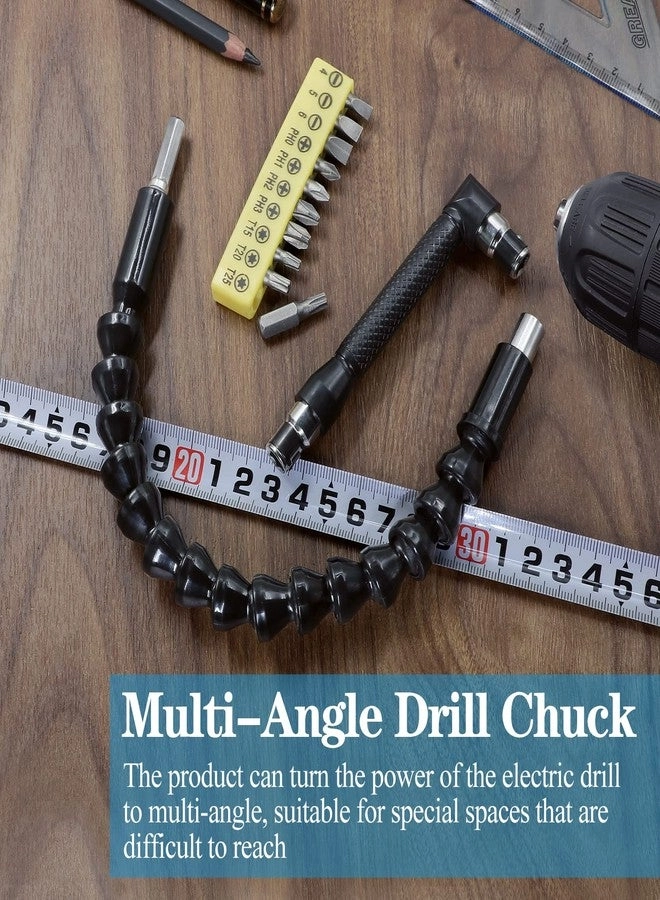 90 Degree Right Angle Driver - 11.6 Inch Bendable Flexible + Screwdriver Bit Set - 10pcs