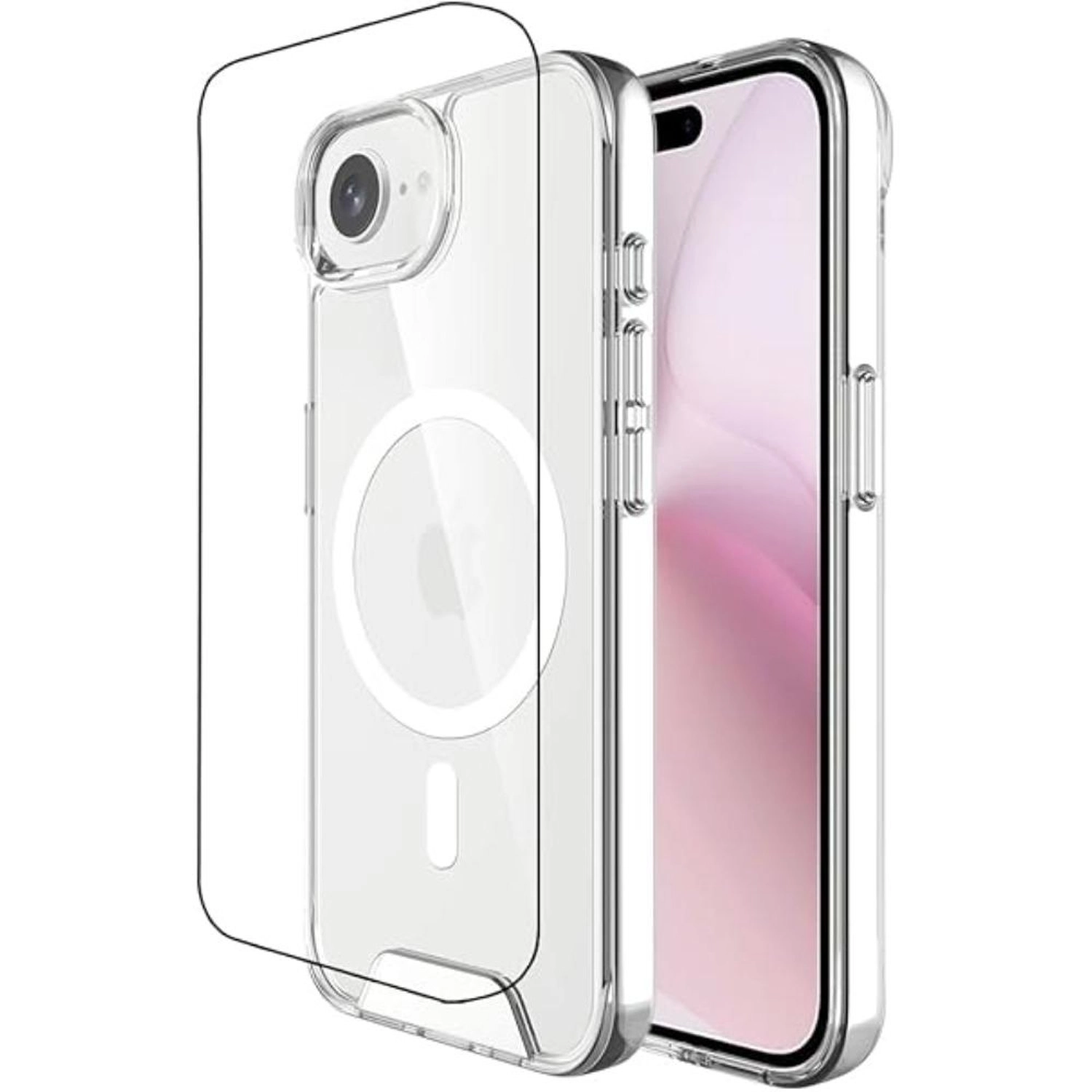 MagSafe Clear Case - Thermoplastic Polyurethane, Tempered Glass Case Screen Protector for iPhone 16