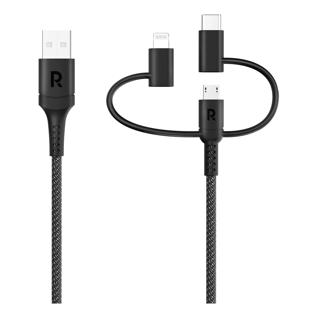 RAVPower 3-in-1 USB-A to Micro/Lightning/Type C Cable USB-A to Micro/Lightning/Type C 1.2m