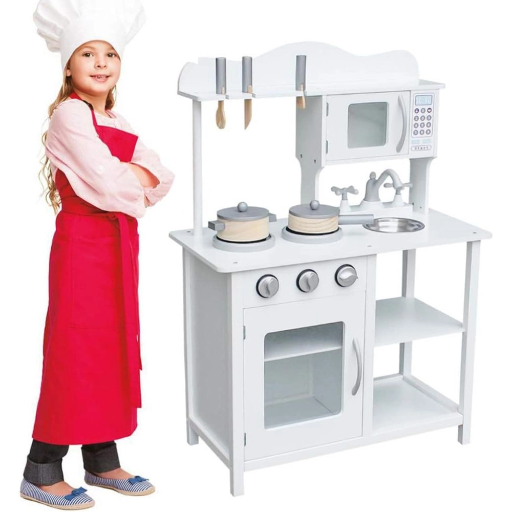 Kids Classic Wooden Toy Kitchen Playset (5551007-W10C404H)