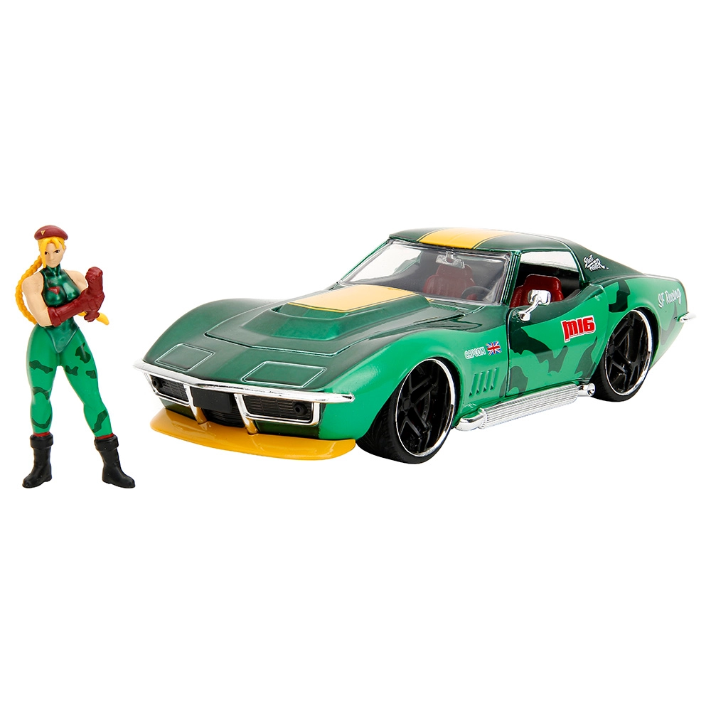 Jada Street Fighter 1969 Chevy Stingray Corvette with Cammy Figure - 1:24