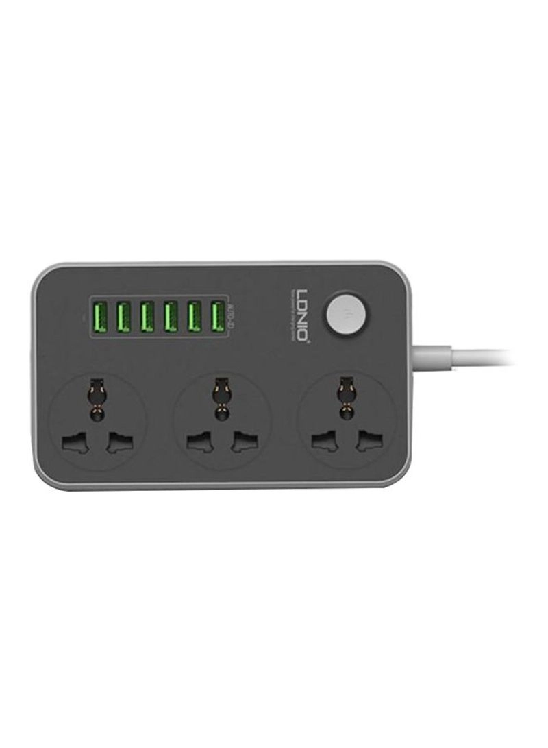 LDNIO 3-Power Socket And 6-Port USB Adapter