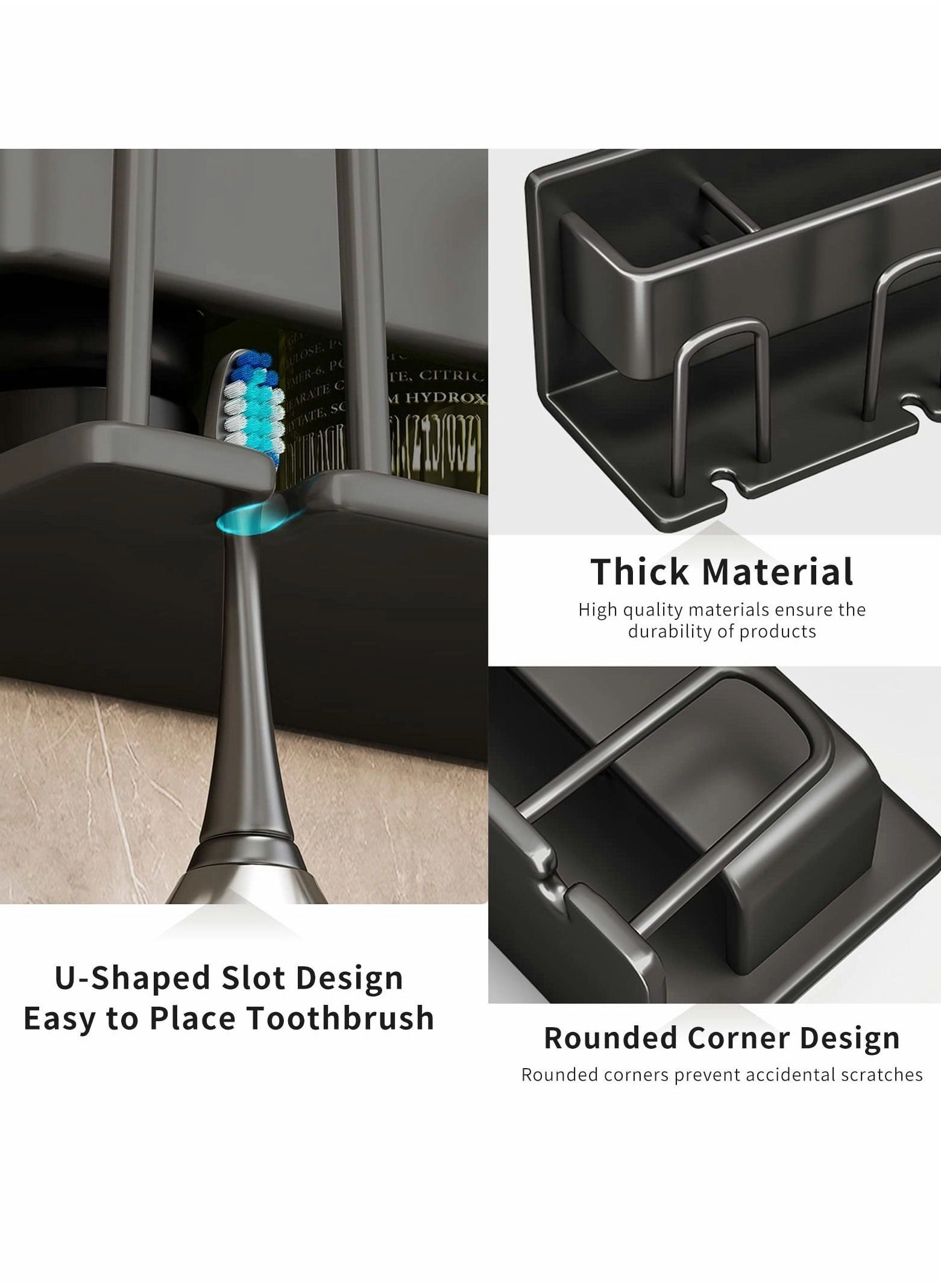 Wall Mount Toothbrush Holder - 3 Slots Wallmount / Countertop
