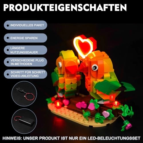 40522 Valentine Lovebirds - LED light set USB Battery Powered