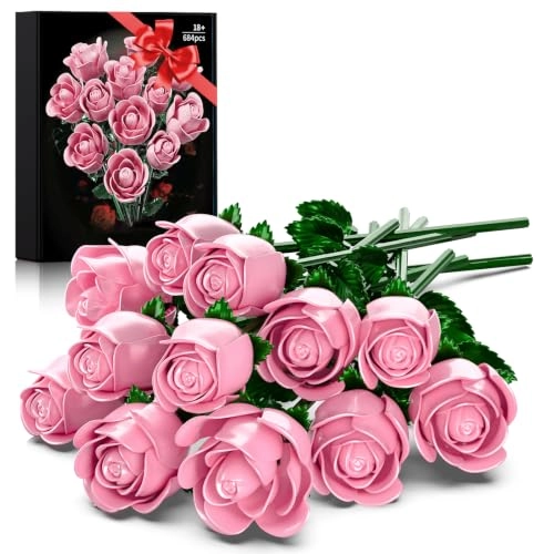 Pink Rose Building Blocks Bouquet - 684 pcs