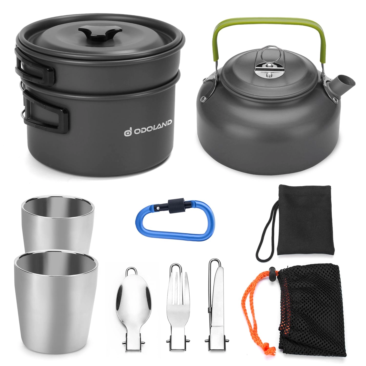 odoland Camping Cookware Set - 10 pieces 2.9L 0.9L 1.6L