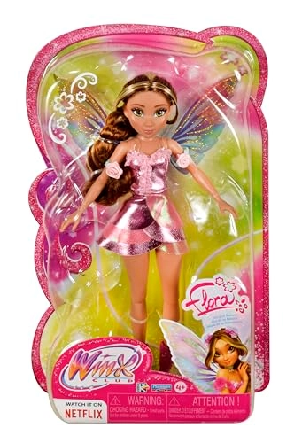 Flora Fairy Doll - Full-size Plastic Long Brown Braided Hair Shimmery Pink Dress Ages 4+