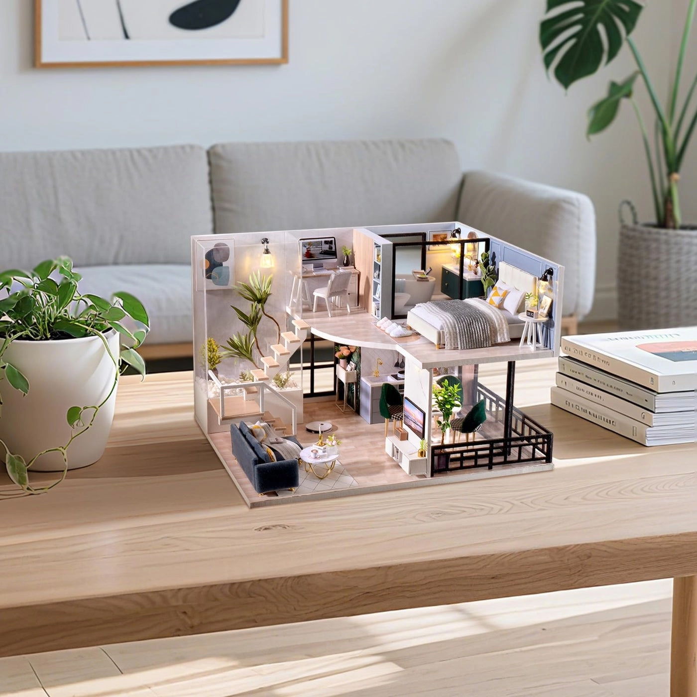 DIY Miniature Dollhouse Kit - 3D Wooden LED Light