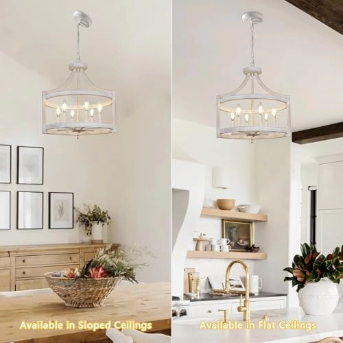 Vintage White Chandelier - 6-light Convertible Semi-Flush Mount