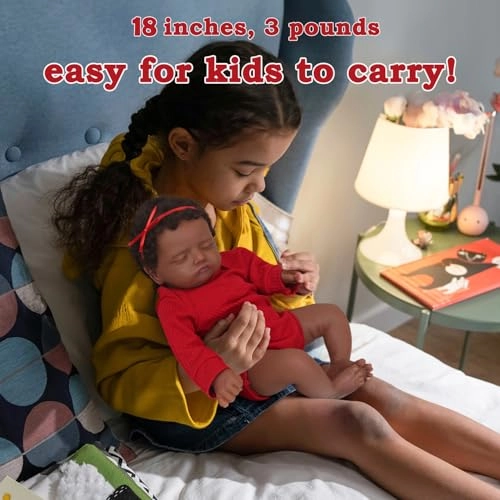 Reborn Baby Doll - 18 Inch African American Sleeping Newborn Ages 3+