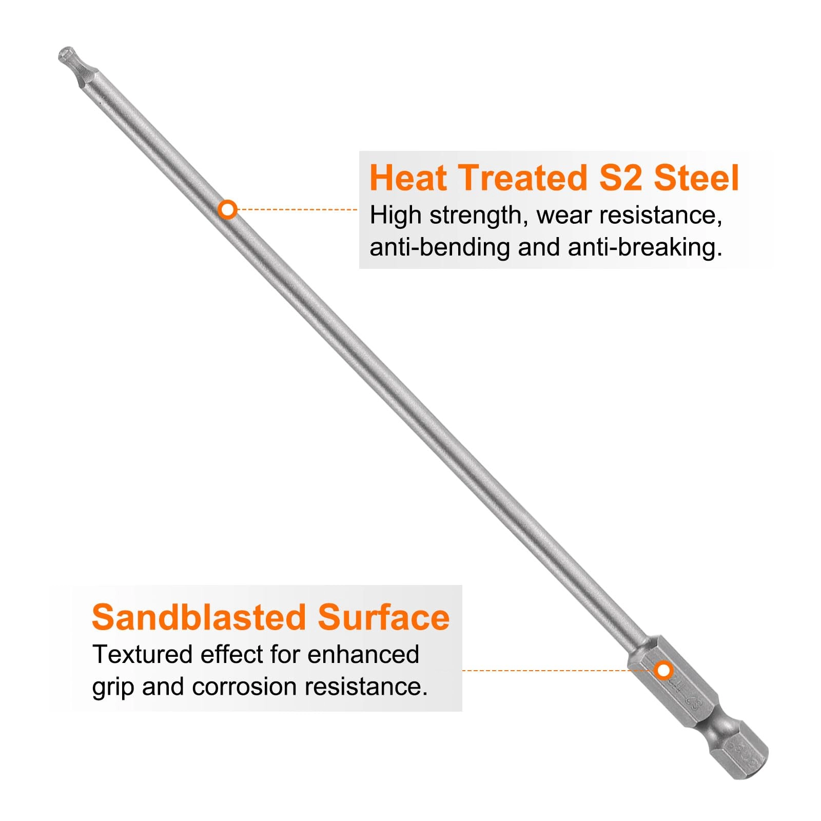 Ball End Hex Screwdriver Bit - 4pcs 150mm