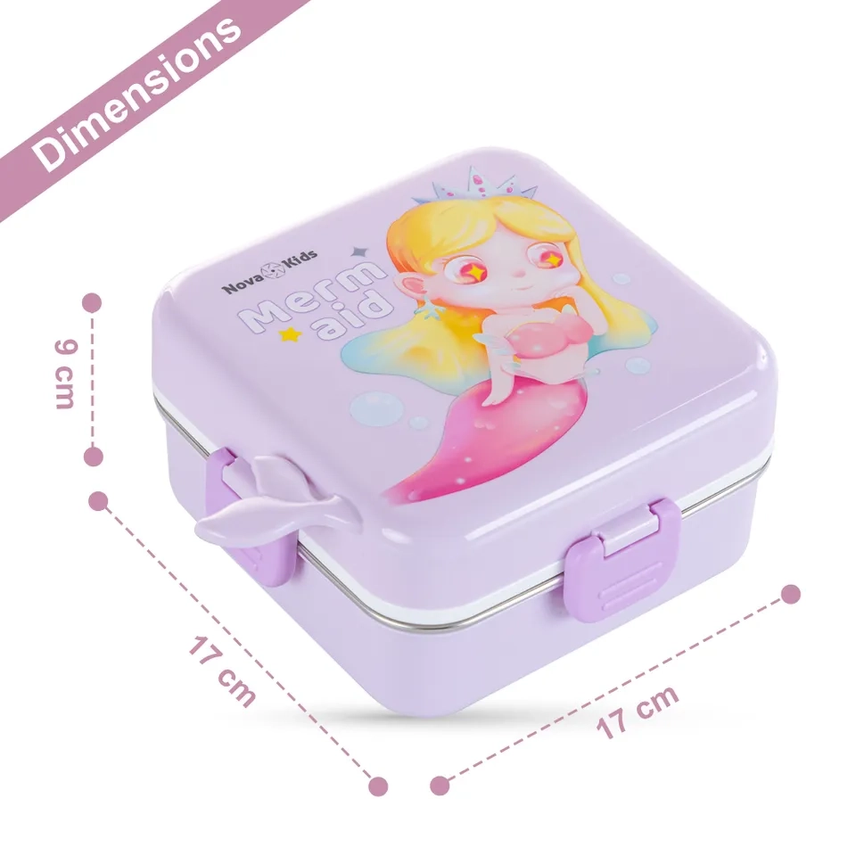 3 Compartment Bento Lunch Box - Mermaid Purple 1590ml