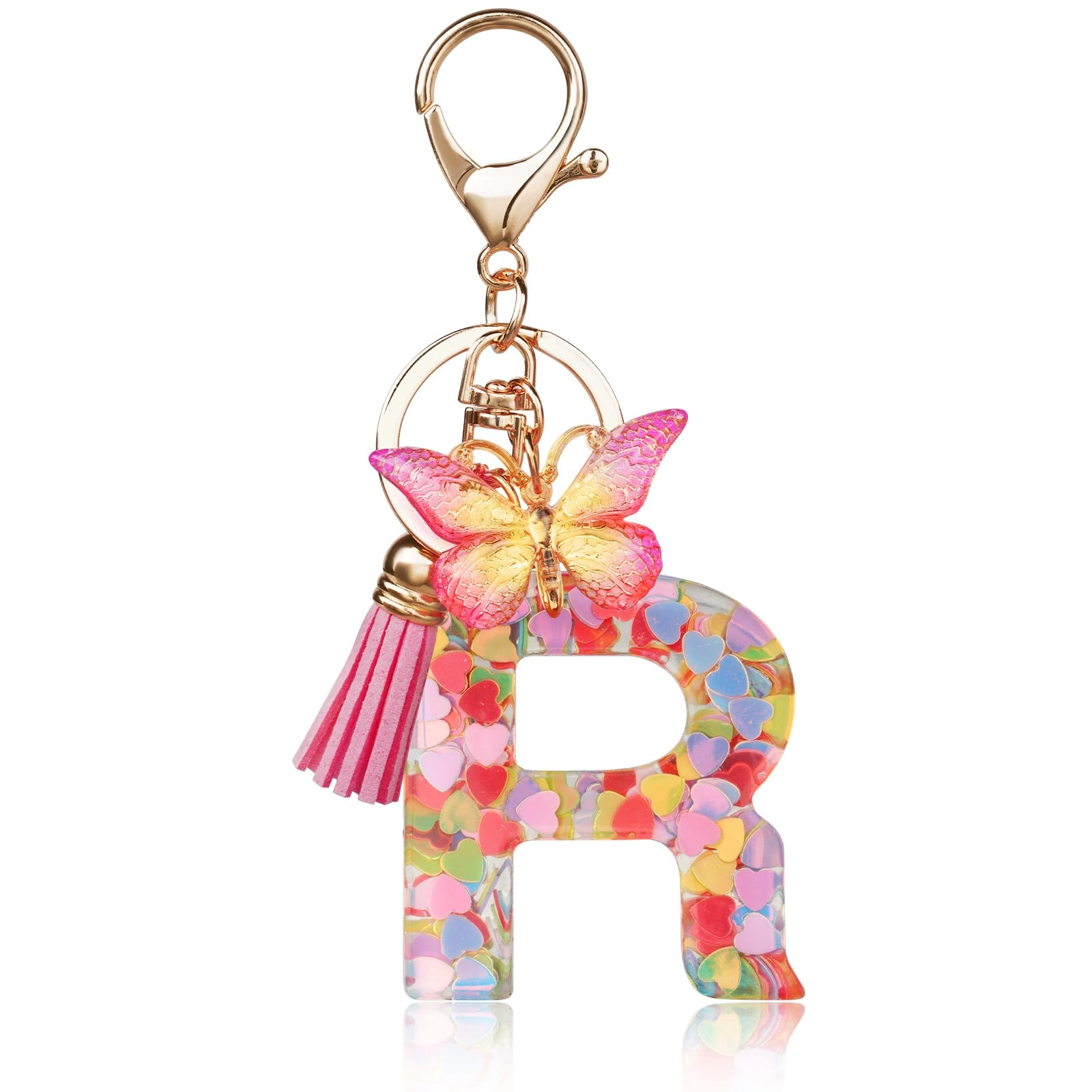 Initial Letter Keychain - Butterfly