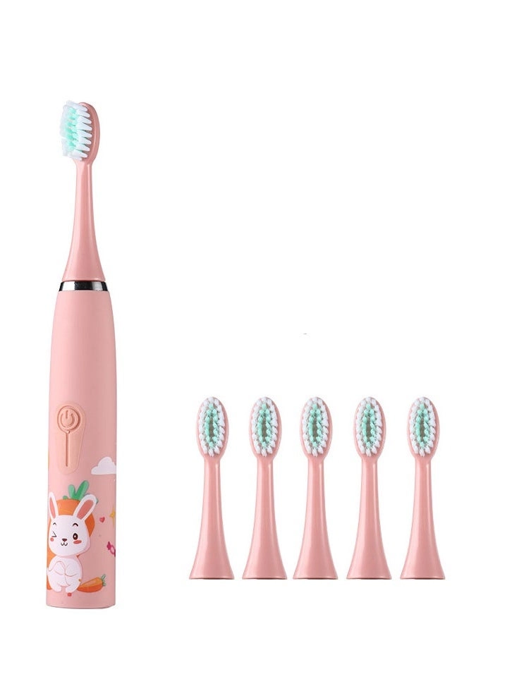 Ultrasonic Electric Children's Toothbrush - Super Soft Waterproof USB Charging 6 Heads