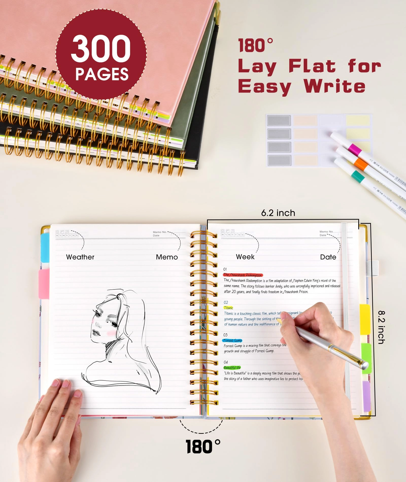 Hardcover Spiral Notebook A5 Spiral - Lined 300 Pages