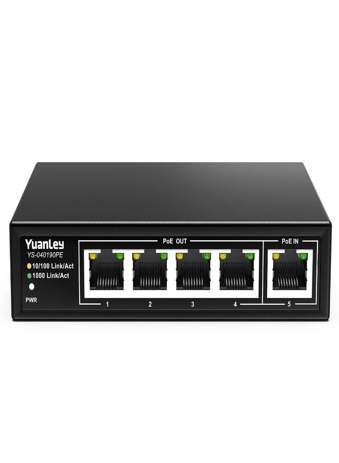 YuanLey 5 Port Gigabit PoE Extender - 44-57V 90W 4 IEEE802.3af/at/bt 1000Mbps