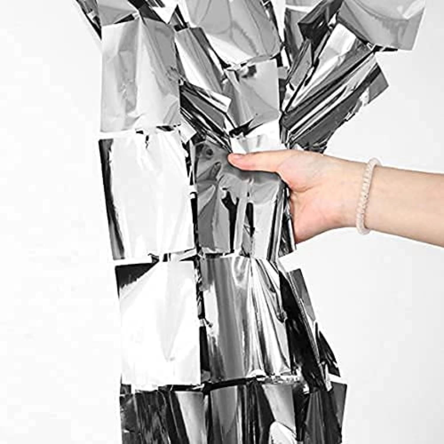 Silver Square Foil Curtains - 1 Pc Birthday Wedding Event/Party