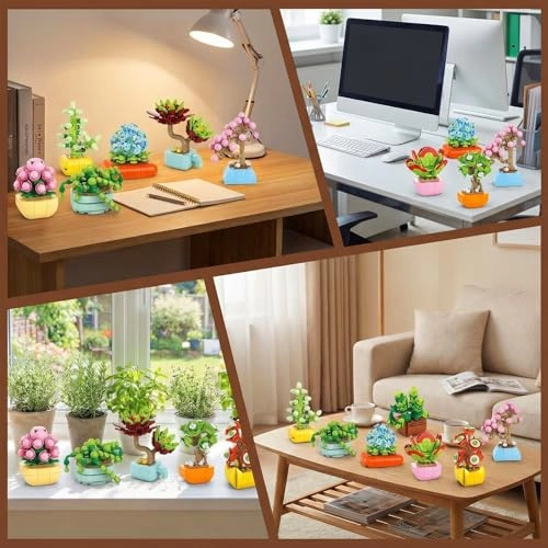 Succulent & Flower Building Block Set - 1255 pcs 12-in-1