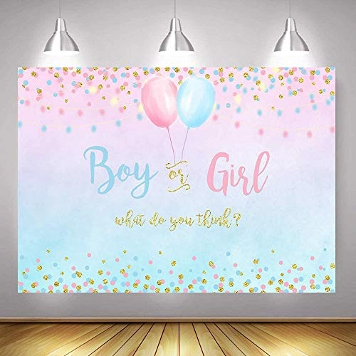 Gender Reveal Decoration - 7x5ft Vinyl Blue or Pink Dots