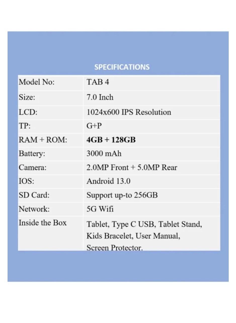 K2 Tablet - 4GB 7 Inch 128GB