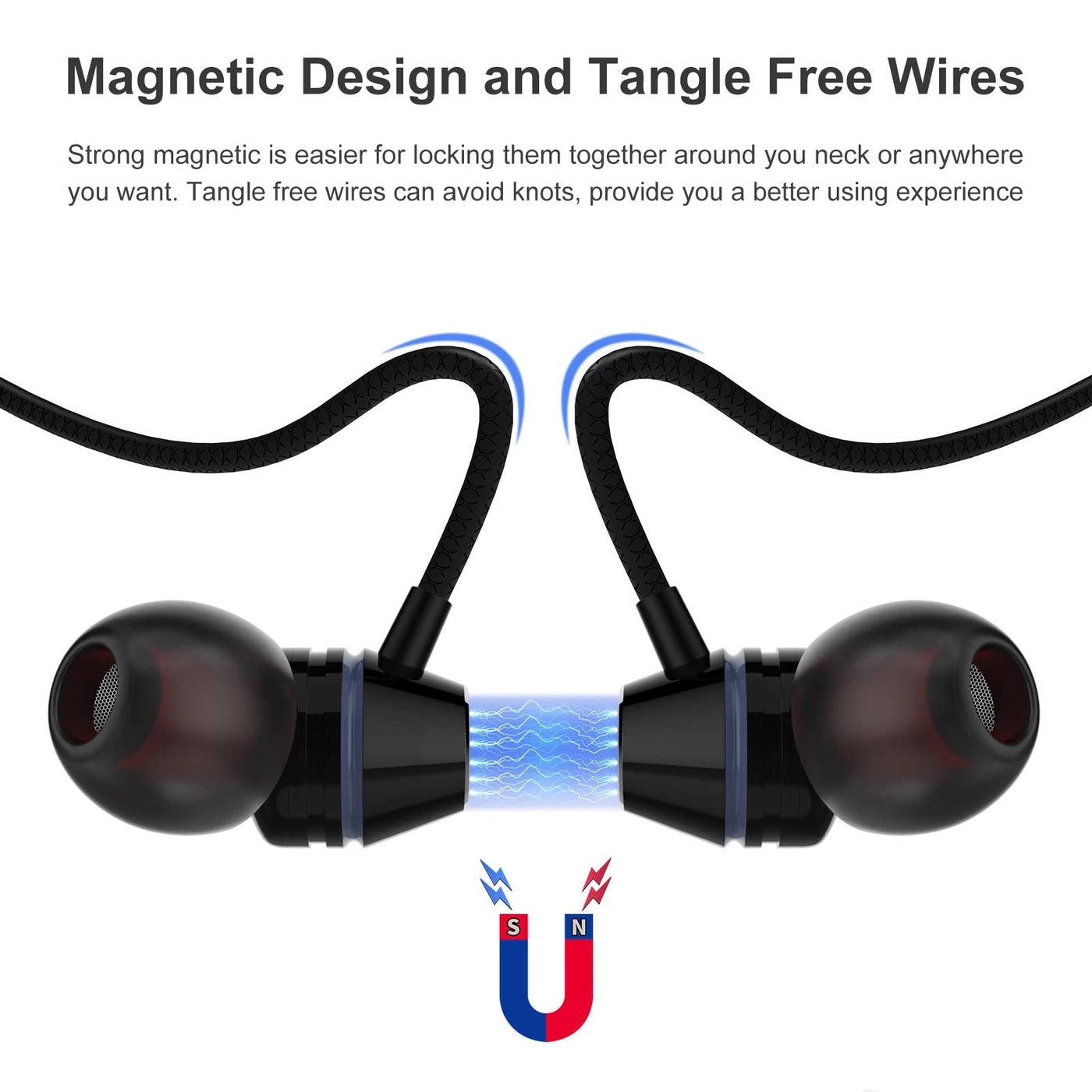 3.5mm Headphones Magnetic Wired Earbuds