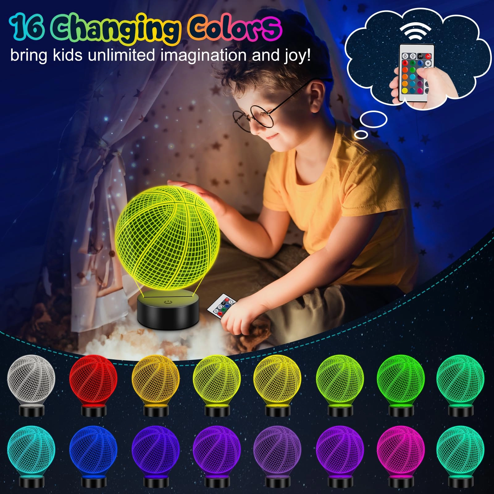 Basketball-02 - Battery Powered 16 Colors Changing