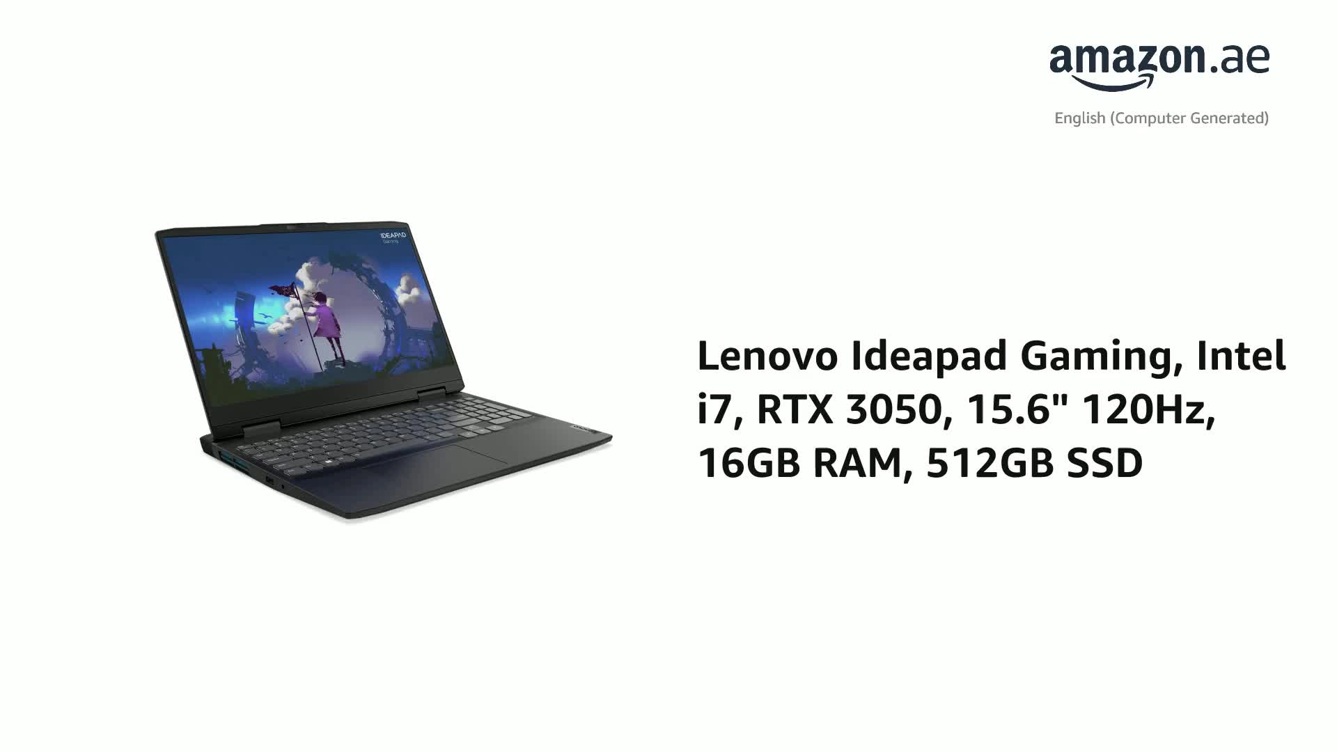 Ideapad Gaming 3 15IAH7 82S900HLAX - 15.6'' Core i7 16GB DDR4 512GB SSD