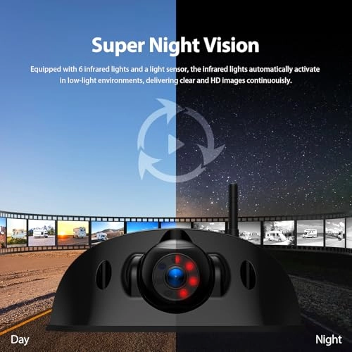 Digital Wireless 2 Backup Camera System - Night vision Wireless + 7’’ DVR Split Monitor - 7 Inches Touch Button