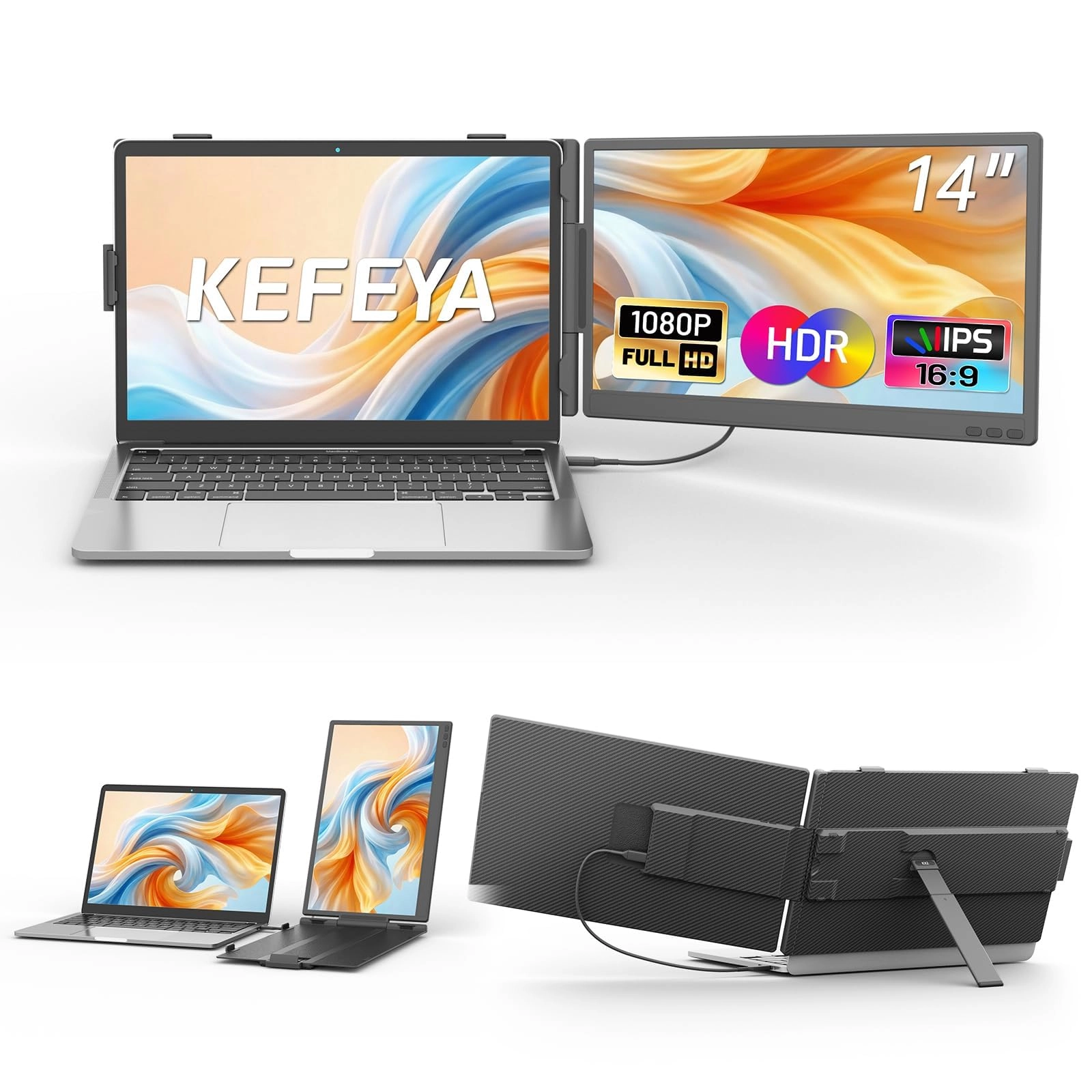 KEFEYA Laptop Screen Extender - M5 15.6 Inches 1920 x 1080 Pixels