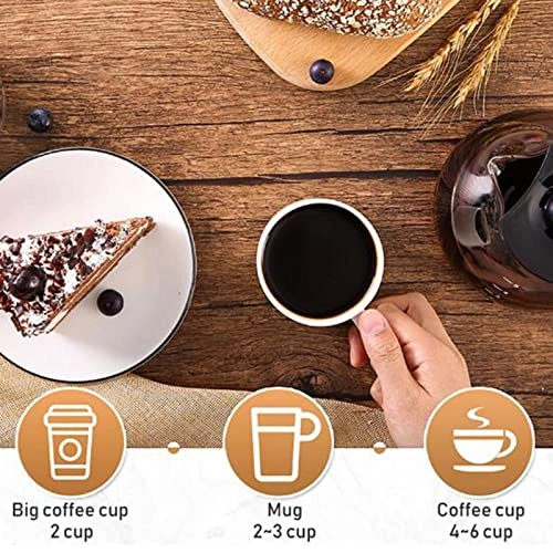 Drip Coffee Maker - 2 cups Removable and washable filter