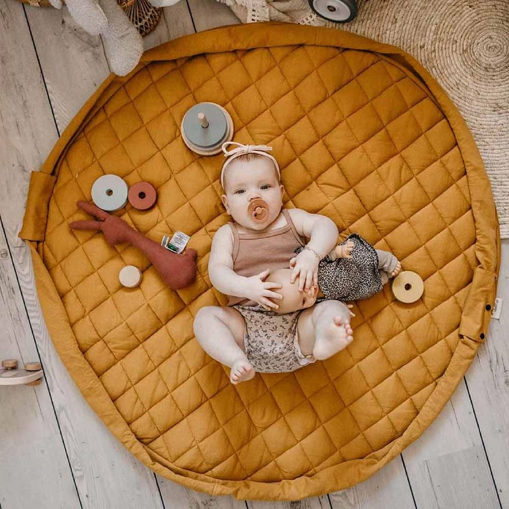 Playmat & Storage Bag - Organic Mustard Chai Tea 6 months