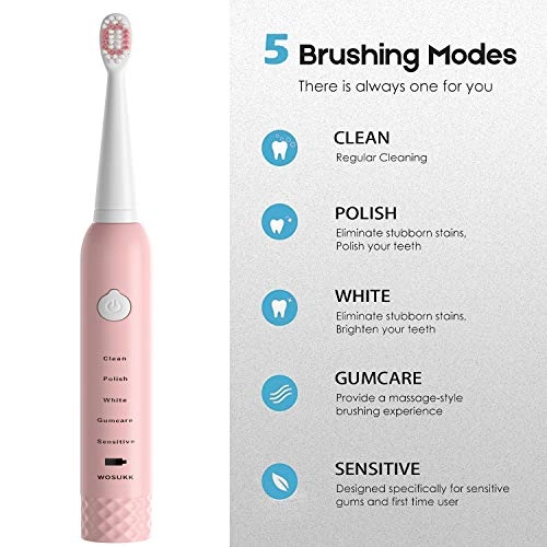 Sonic Electric Toothbrush - 5 Modes 4 Replacement Heads