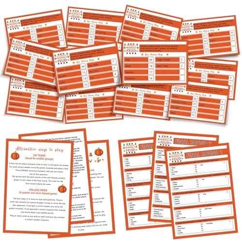 Thanksgiving Friendly Feud Quiz - 16 years and up 12 problem cards 3 final cards 3 game rule introduction cards