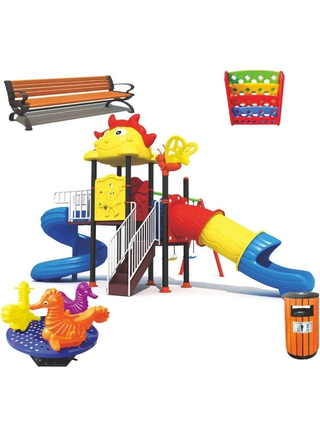 Multi Purpose Kids Outdoor Playing Equipments - 770x320x280cm 2+ Years