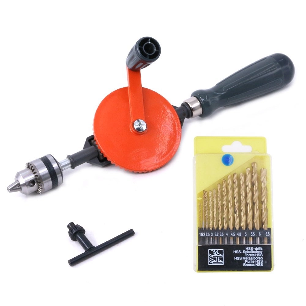 Hand Drill - 14Inch + Drill Bit Set - 13Pcs