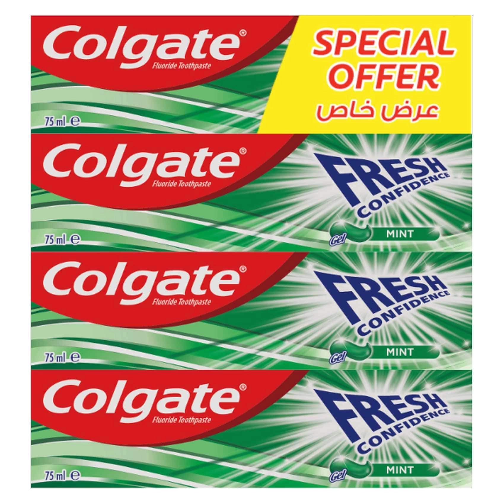 Colgate Fresh Confidence Mint Green Gel Toothpaste 75ml x4