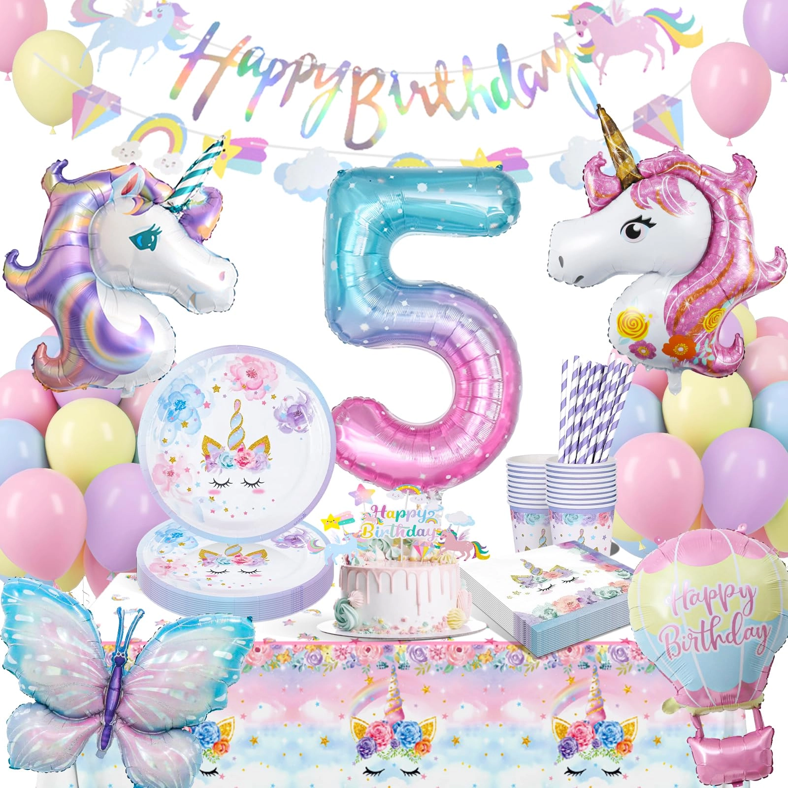Unicorn Party Decorations - 16 Guests Birthday