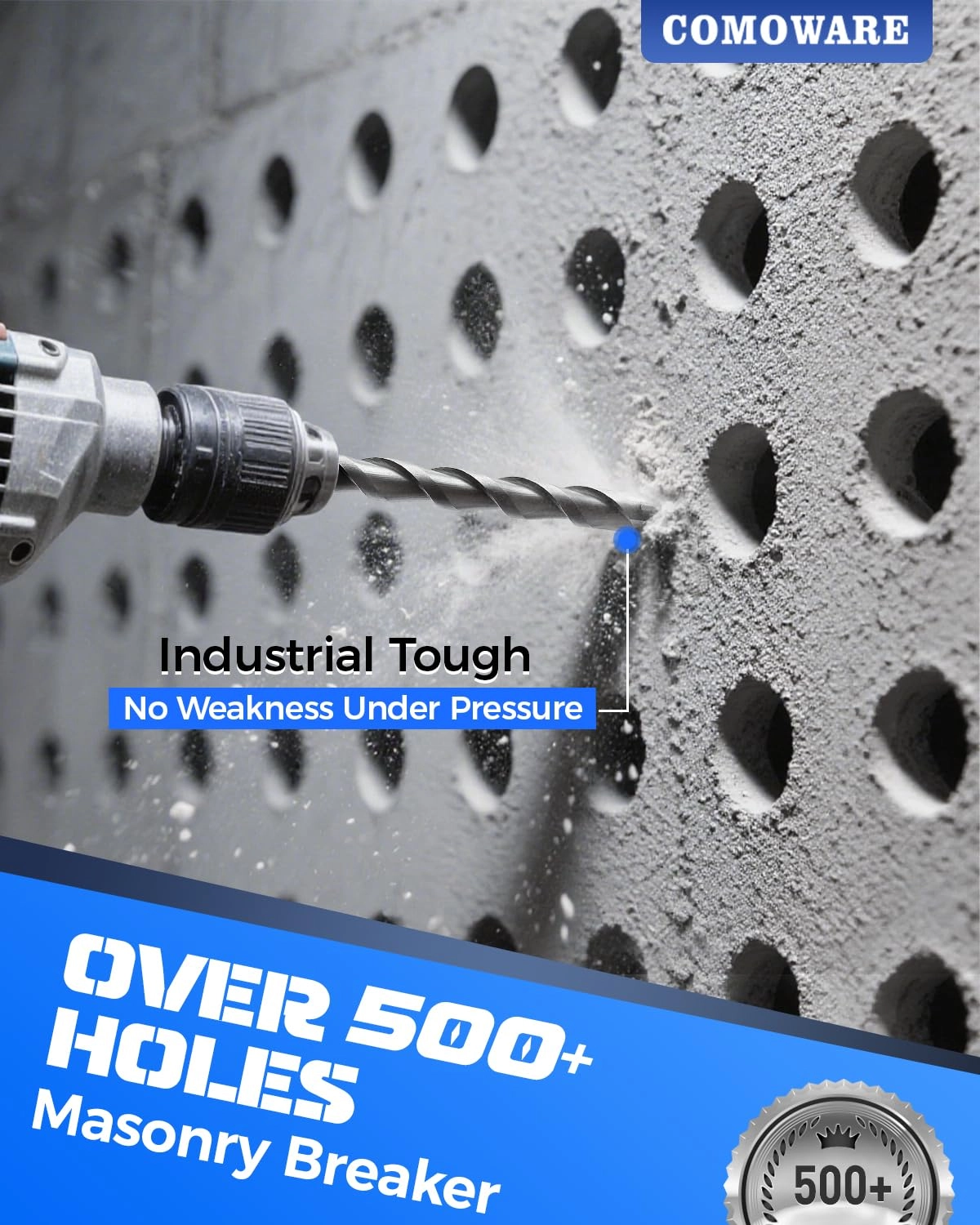 Rotary Hammer Drill Bits Set - YG8C Carbide 17pcs 5.5 mm, 6 mm, 6.5 mm, 7 mm, 8 mm, 10 mm, 12 mm, 14 mm, 16 mm