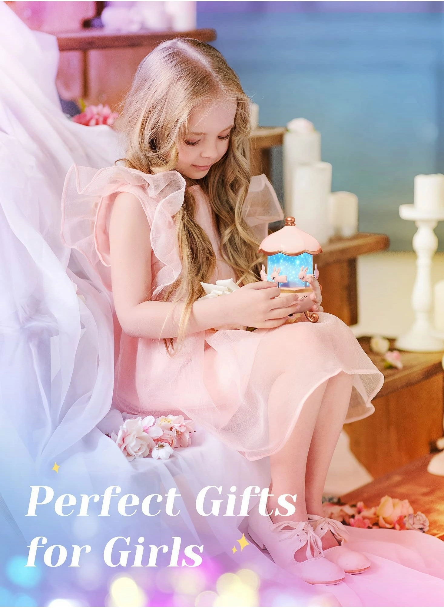 Star Projector Night Light - USB Rechargeable 12 light colors